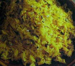 Rice made with saffron and cinnamon